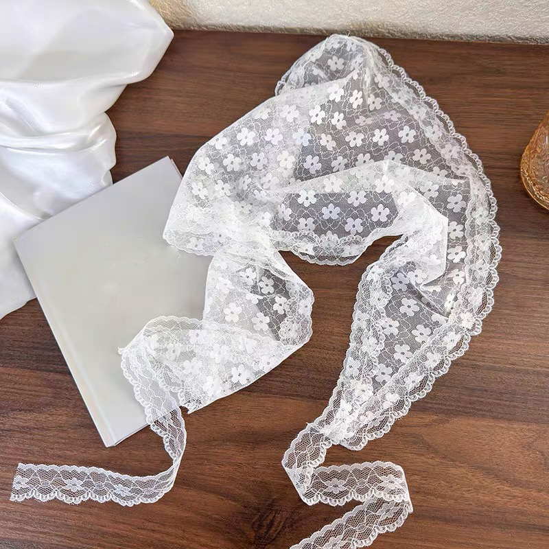 White Woven Floral Lace Hair S - Travel Accessories Aesthetic recension och pris